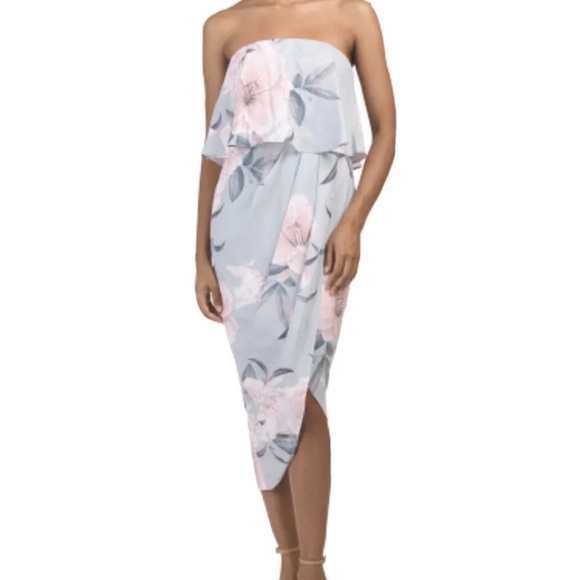 Style State pleated floral asymmetrical pink dress size 10 - Picture 9 of 10